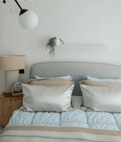 100% Mulberry Silk Pillowcase Set – Silver Mist (2-Pack, Standard) The Silk Fox