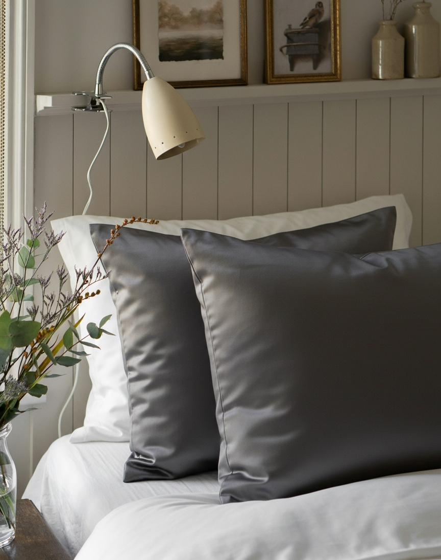 100% Mulberry Silk Pillowcase Set – Storm Cloud (2-Pack, Standard)