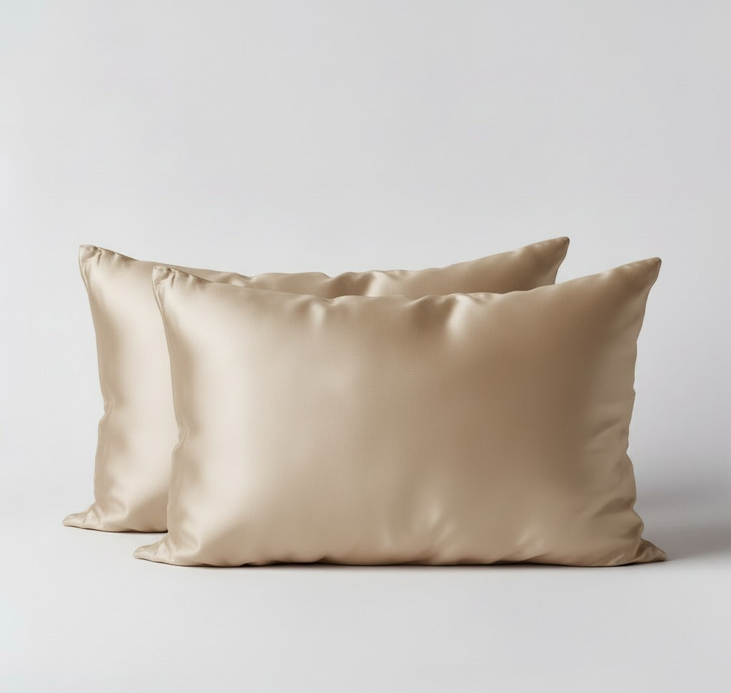 100% Mulberry Silk Pillowcase Set – Soft Sand (2-Pack, Standard)