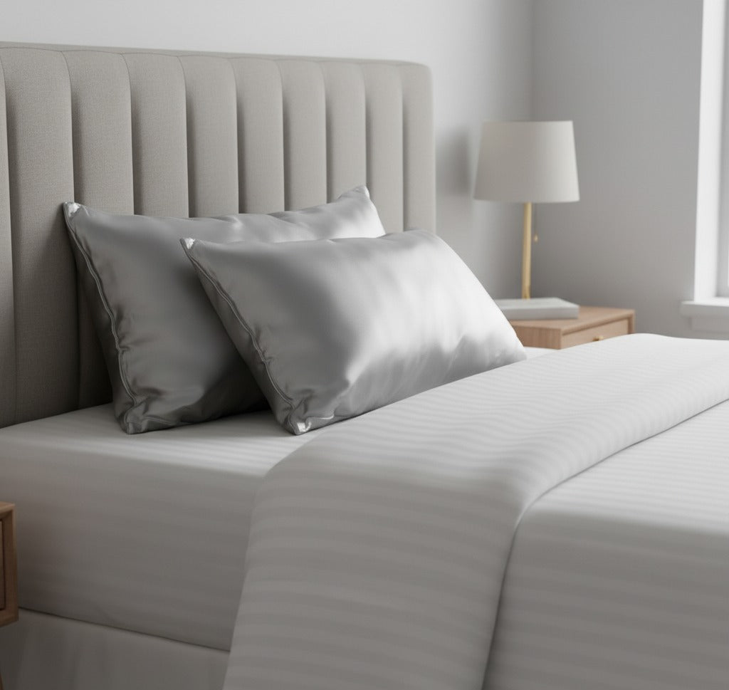 100% Mulberry Silk Pillowcase Set – Silver Mist (2-Pack, Standard)