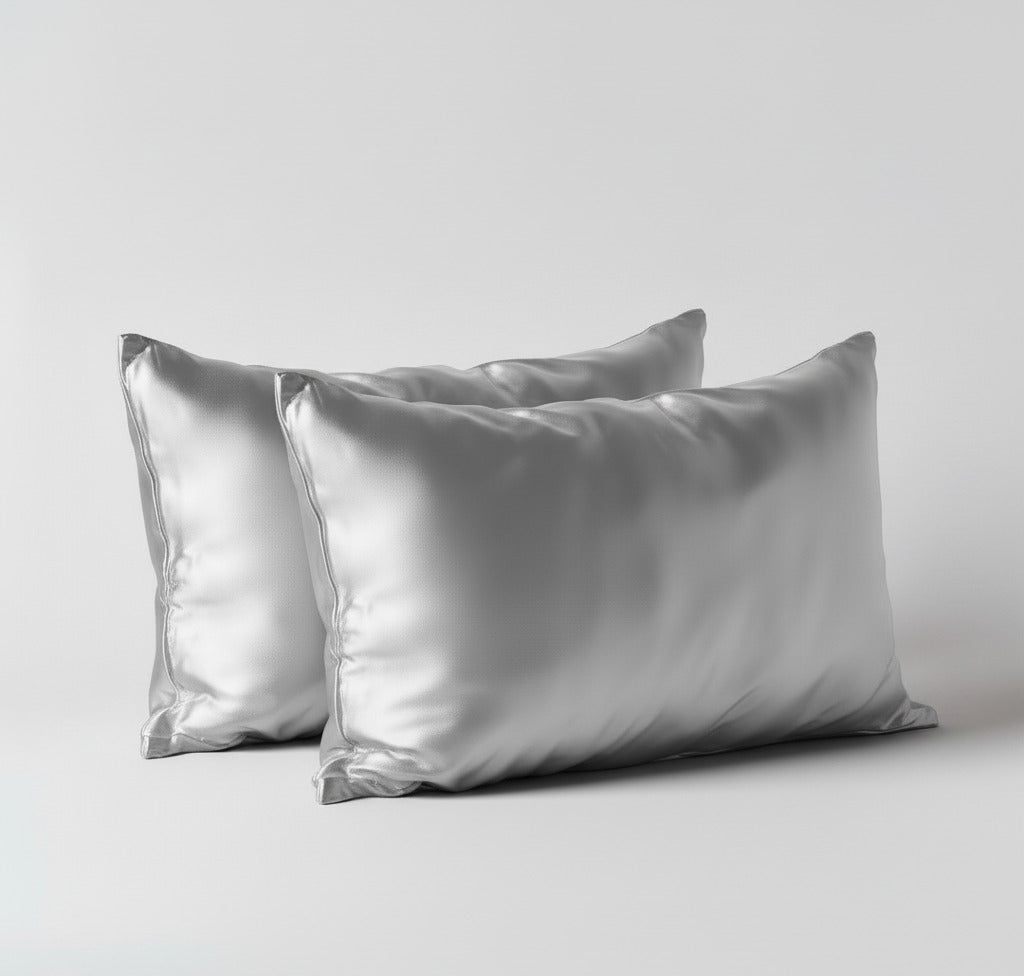 100% Mulberry Silk Pillowcase Set – Silver Mist (2-Pack, Standard)