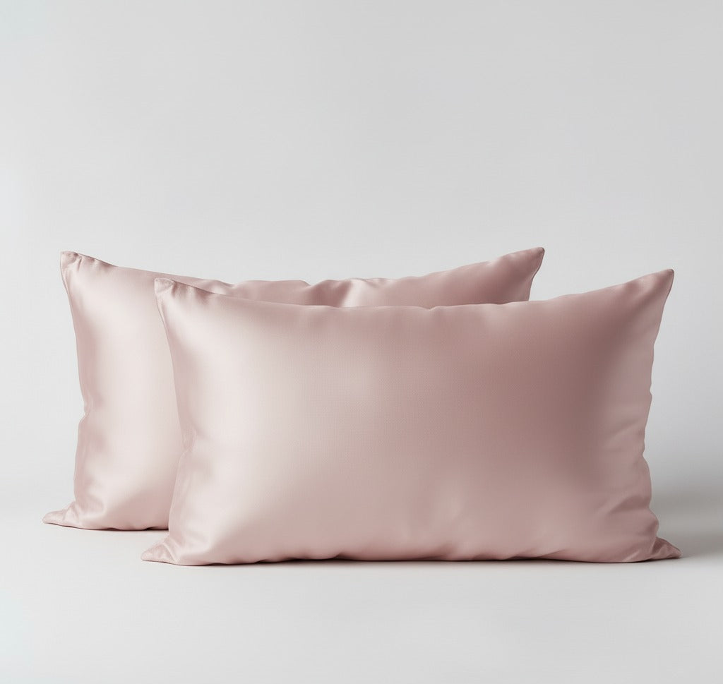 100% Mulberry Silk Pillowcase Set – Soft Blush (2-Pack, Standard)