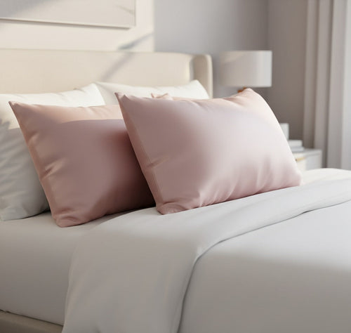 100% Mulberry Silk Pillowcase Set – Soft Blush (2-Pack, Standard)