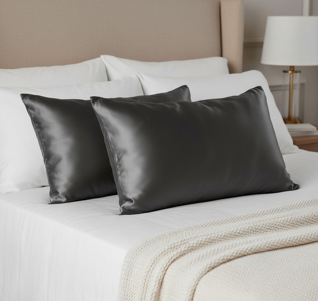 100% Mulberry Silk Pillowcase Set – Storm Cloud (2-Pack, Standard)