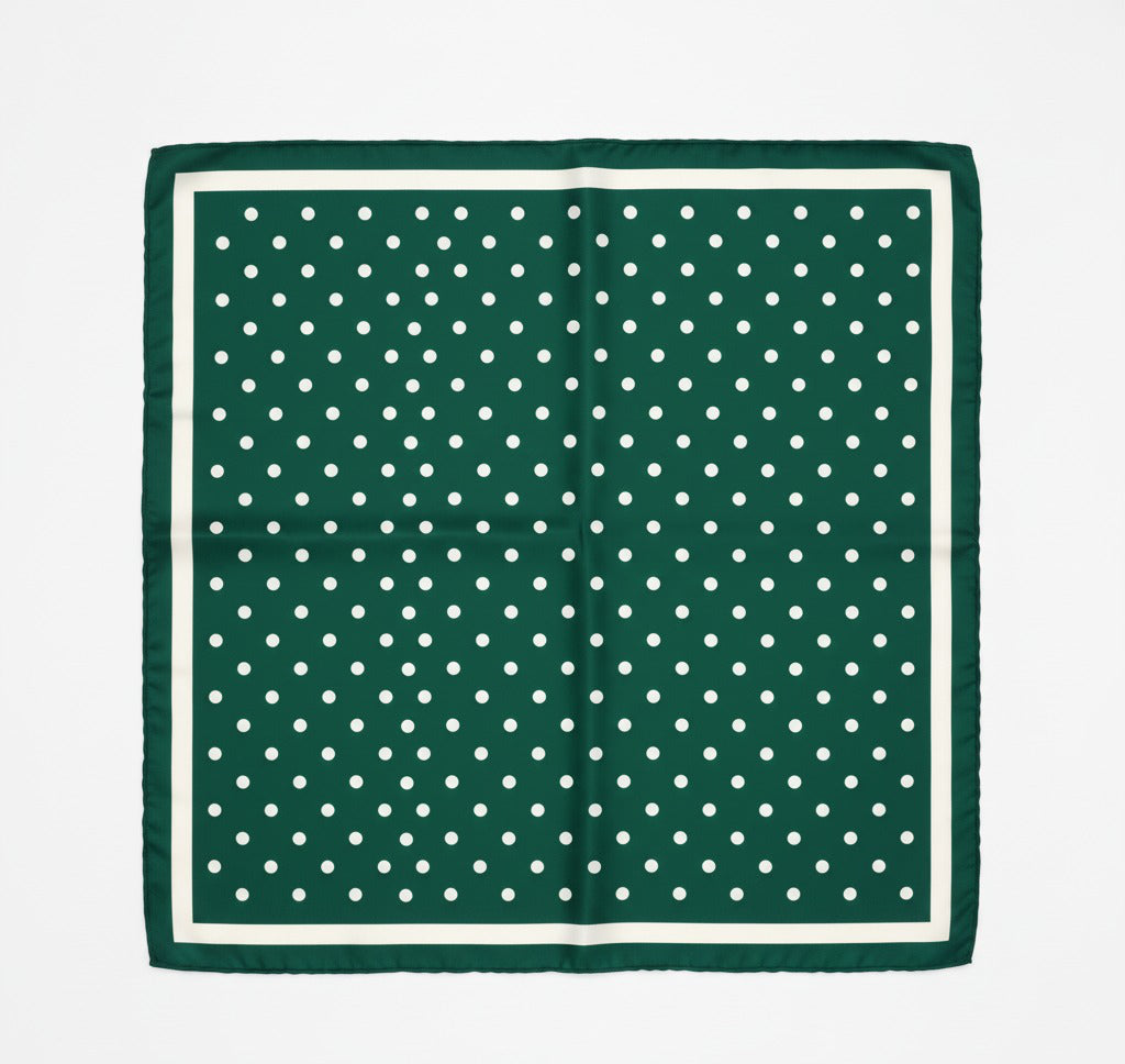 Luxe Satin Scarf – Green Polka