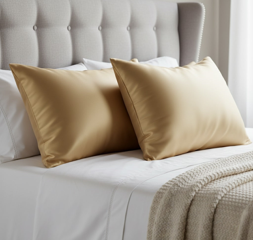 Luxe Satin Pillowcase – Golden Glow (2-Pack)