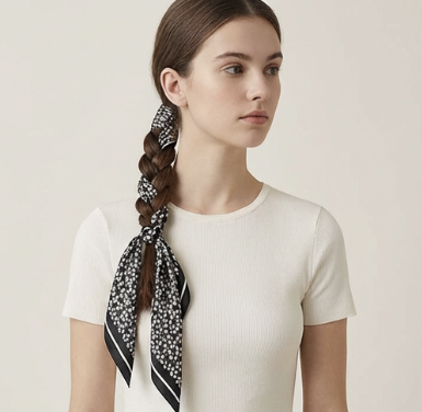 Timeless Silk Scarf – Noir Dots