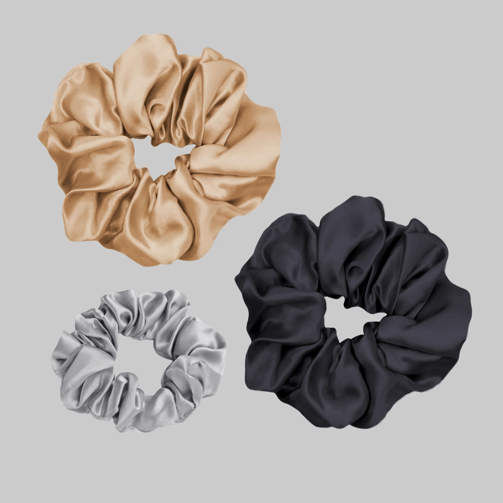 Luxe Mixed Silk Loop Set – Urban Calm (Large Beige & Charcoal Duo) The Silk Fox