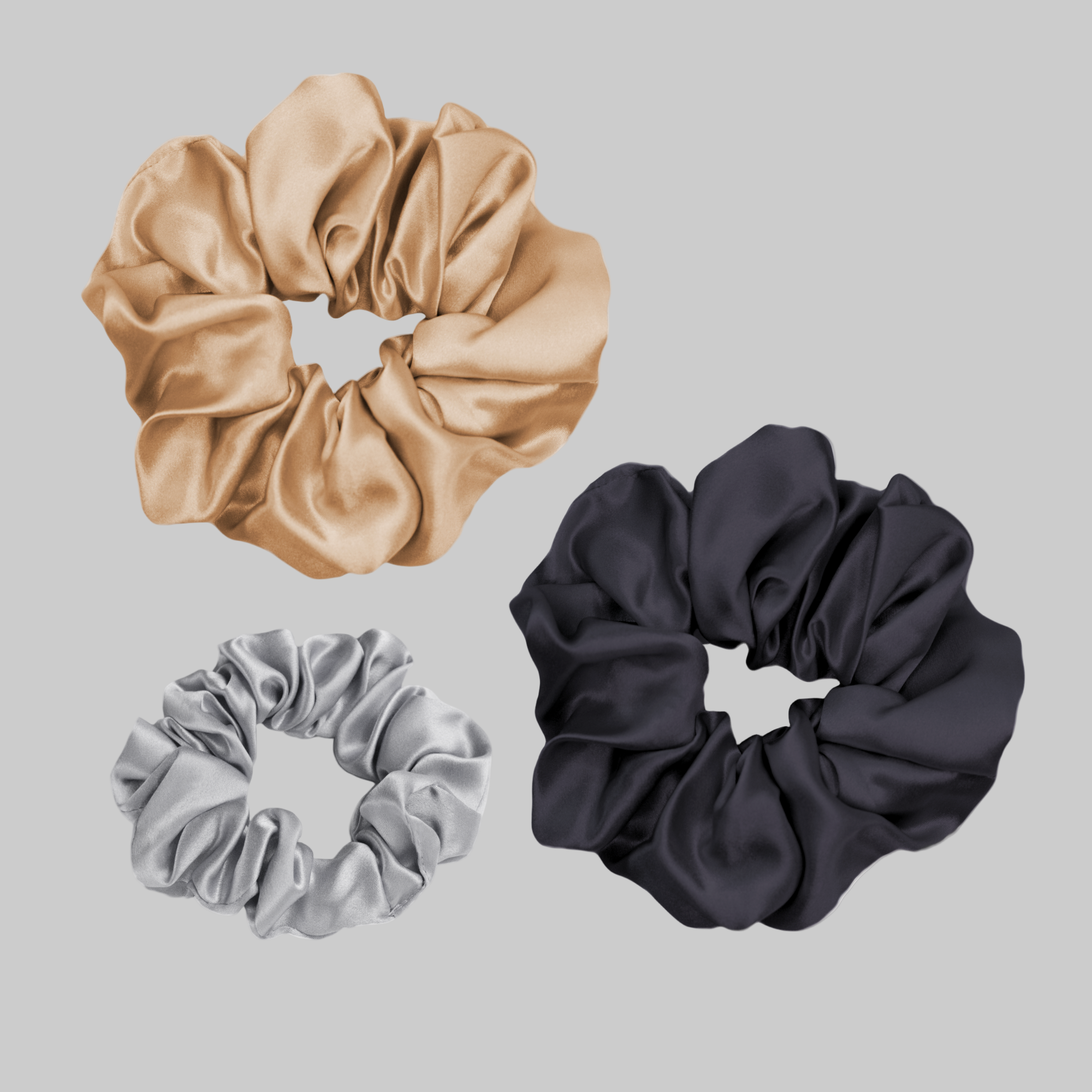 Luxe Mixed Silk Loop Set – Urban Calm (Large Beige & Charcoal Duo)