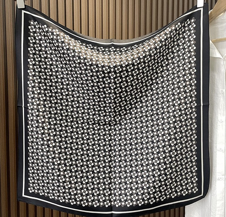 Timeless Silk Scarf – Noir Dots
