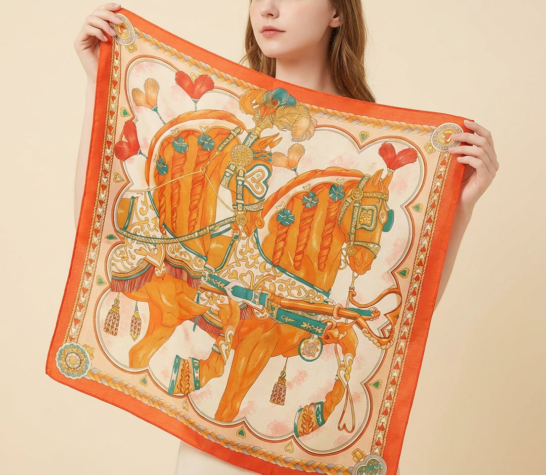 Timeless Silk Wool Scarf – Equestrian Charm