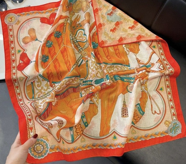 Timeless Silk Wool Scarf – Equestrian Charm